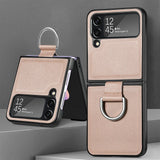 Lightweight Thin Leather Cell Phone Case for Samsung Galaxy Z Flip 6 5 4 5G flip6 Flip5 Flip4 Flip 3 Flip3 Anti-Falling Cover