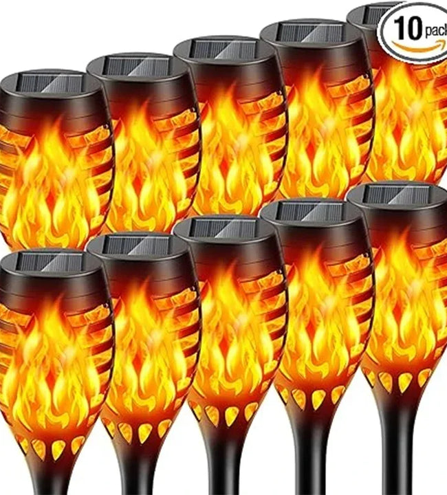 1/2/4/6/8/10Pcs Solar Flame Torch Light Flickering Light Waterproof Garden Decoration Outdoor Lawn Path Yard Patio Floor Lamp