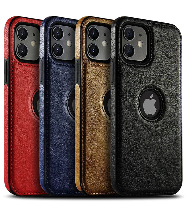 Cell Phone Case High Quality PU Leather Mobile Phones Cases for iPhone 11 12 13 14 15 Pro Max X XR Black Luxury Business Cover