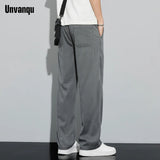 Unvanqu 2024 Spring Summer New Tencel Wide Leg Pants Men's Simple Versatile Casual Trousers Fashion Loose Straight Overalls Male