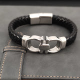 Luxury Stainless Steel Infinite Symbol Bracelet Fashion Men's Jewelry Classic Braided Leather Bracelet Homme New Year Men Gift