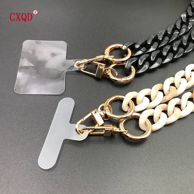 125cm Bevel Design Anti-lost Phone Lanyard Rope Neck Strap Colorful Portable Acrylic Cell Phone Chain Accessories Gifts Outdoor