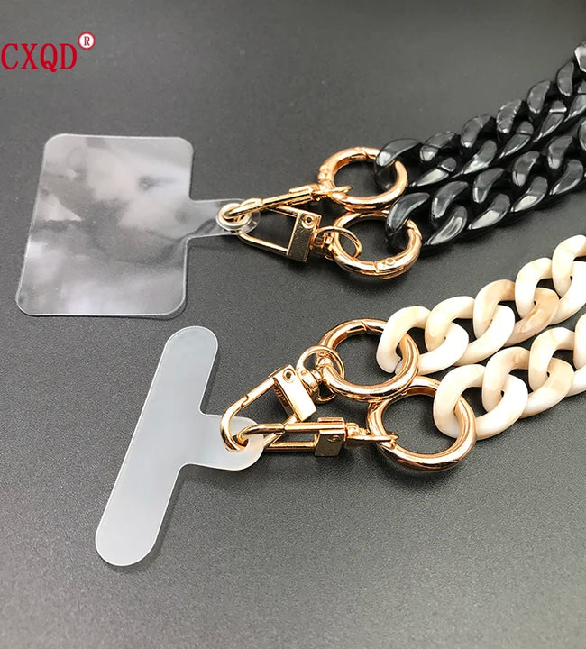 125cm Bevel Design Anti-lost Phone Lanyard Rope Neck Strap Colorful Portable Acrylic Cell Phone Chain Accessories Gifts Outdoor