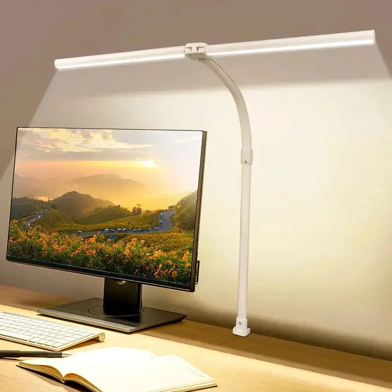 LAOPAO Double Head LED Desk Lamp EU/US Architect Desk Lamps Office 24W Brightest 5Color Modes and 5 Dimmable Eye Protection lamp