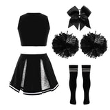 Kids Girls Cheerleader Costume Outfit Set Halloween Cosplay Party Cheerleading Team Sports Dance Stage Performance Fancy Dress