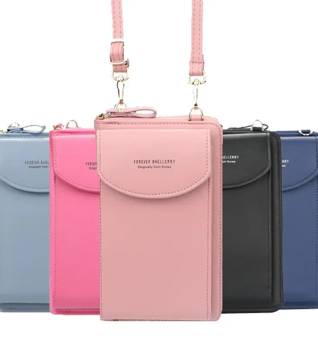 Women's Wallet Shoulder Mini Leather Bags Straps Mobile Phone Big Card Holders Wallet Handbag Money Pockets Girls Small Bags