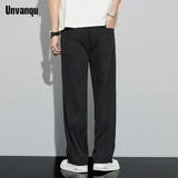 Unvanqu 2024 Spring Summer New Tencel Wide Leg Pants Men's Simple Versatile Casual Trousers Fashion Loose Straight Overalls Male