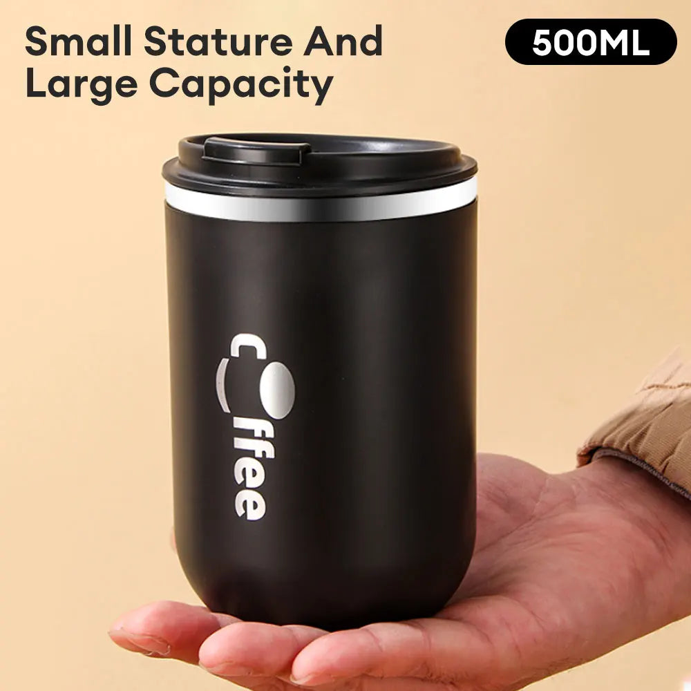 500ml Stainless Steel Thermos Cups Coffee Thermal Mug with Straw Leak Proof Travel Car Flask Insulated Cup Milk Tea Water Bottle