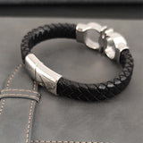 Luxury Stainless Steel Infinite Symbol Bracelet Fashion Men's Jewelry Classic Braided Leather Bracelet Homme New Year Men Gift