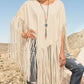 Women's Smock Top Crew Neck Fringed Solid Loose Asymmetric Hem Elegant Vintage Solid Casual Autumn Fashion Tassel Cape Top 2023