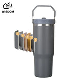 30oz Portable Thermos Cup with Straw Stainless Steel Vacuum Insulated Cup Travel Car Coffee Mug Tumbler for Ice Cold Warm Drinks