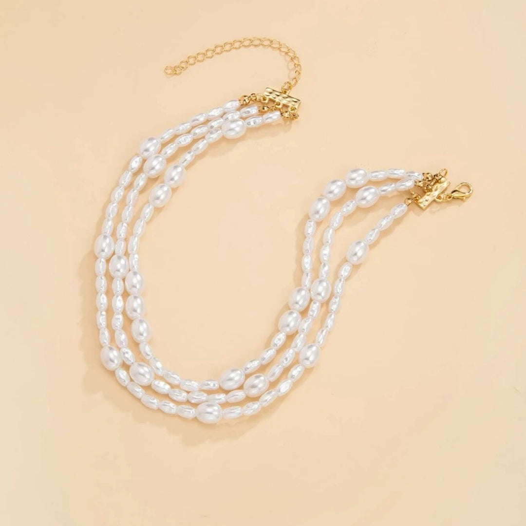 2024 New Simple Baroque Imitation Pearl Chain Choker Necklace Elegant Temperament Beaded Necklace Women's Wedding Party Jewelry