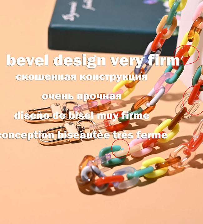 120cm Bevel Design Phone Strap Colorful Portable Acrylic Cell Phone Case Chain Lanyard Hanger for Mobile Phone MOON GIRL Design