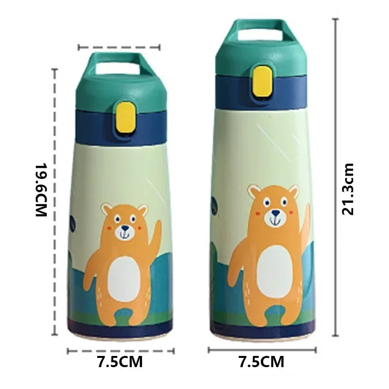 Children's Stainless Steel Straw Insulated Cup Cartoon Leak Proof Vacuum Bottle Children's Insulated Water Bottle Insulated Cup