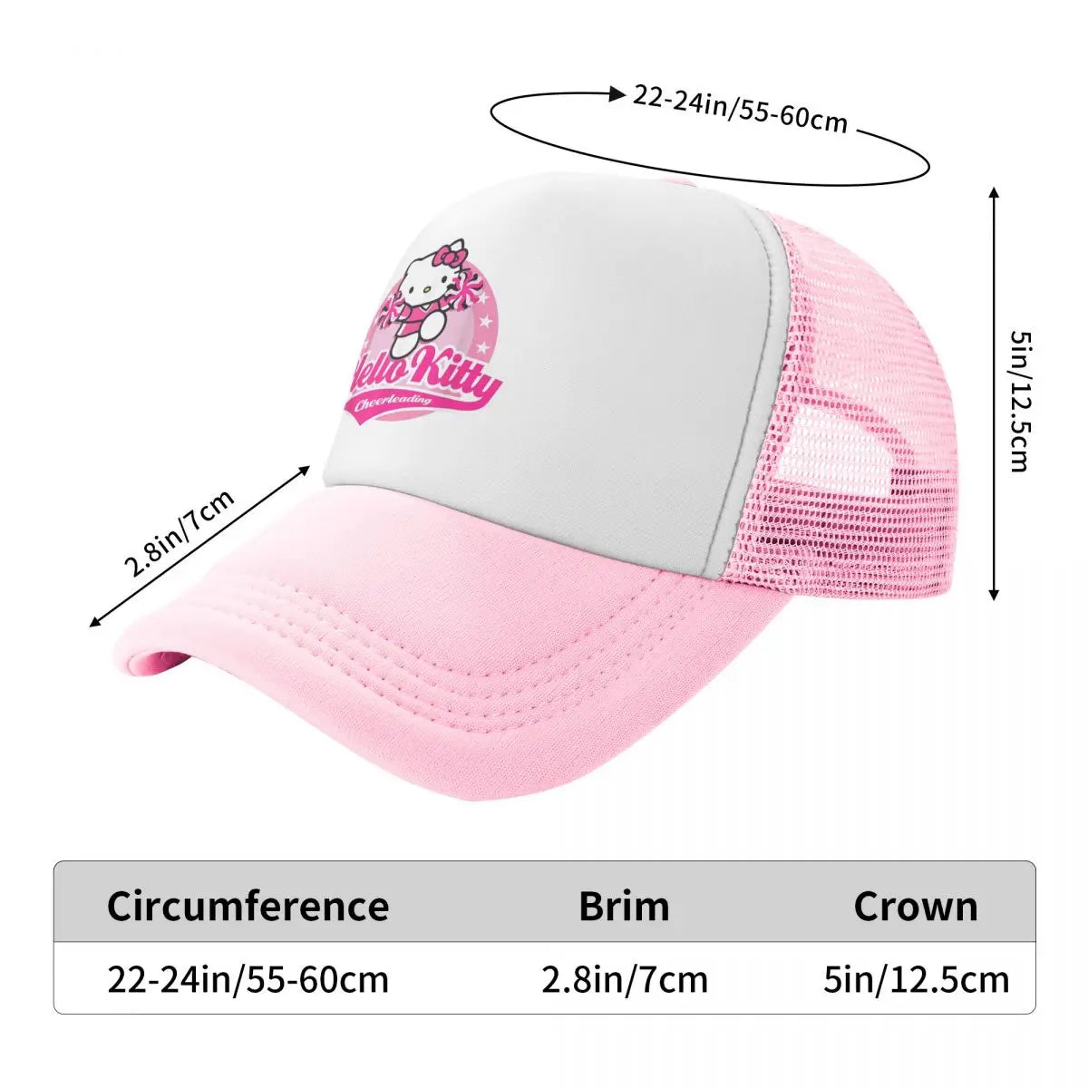 Hello Kitty Cheerleading Cheerleader Trucker Hats Unisex Hat Trucker Hat Fishing Hat Adjustable Polyester Mesh Baseball Cap