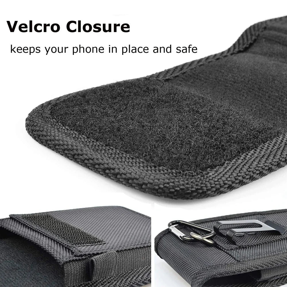 Vertical Nylon Cell Phone Belt Clip Holster Pouch Buckle Wallet Stonego Card Holder Case Cover For 4.0inch - 6.7inch Phone