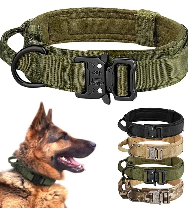 Pet Products Outdoor Tactical Dog Collar Metal Buckle Breathability Nylon Collar Medium and Large Dog Training Neck Collar Dog