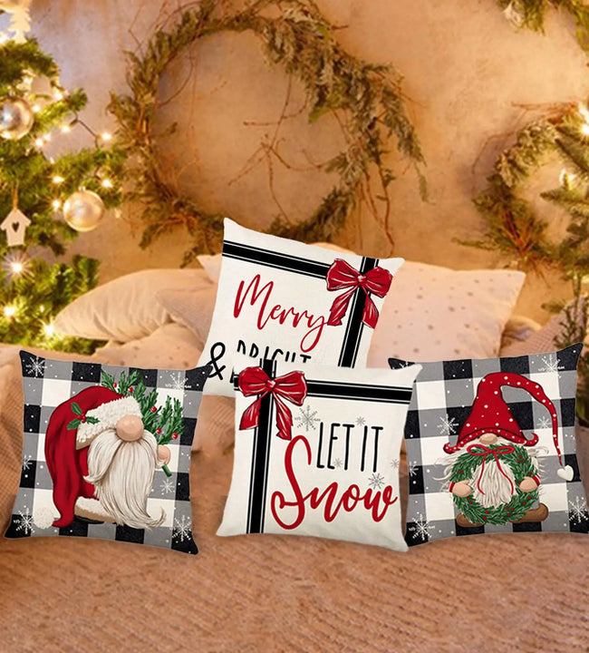 4Pcs Christmas Pillow Covers Throw Pillow Covers for Home Bedroom Holiday