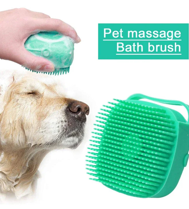 Pet Dog Shampoo Brush 2.7oz 80ml Cat Massage Comb Grooming Scrubber  for Bathing Short Hair Soft Silicone Rubber