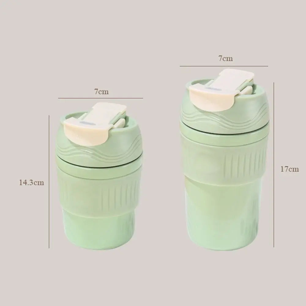 500ml 304 Stainless Steel Insulated Cup Double Drink with Cup Cover Straw Water Bottle High Temperature Resistant Mugs Cups