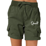 Fashion Queen Printed Women's Cargo Shorts Stretch Golf Active Shorts Work Shorts Outdoor Summer Shorts with Pockets