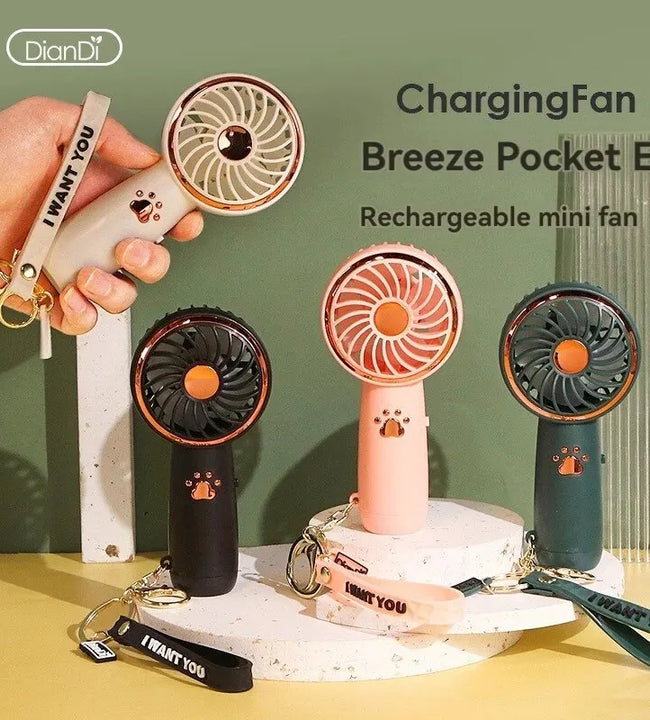 2024 Summer New Mini Mini Fan Cute Cartoon Portable Charging USB Handheld Fan Student Outdoor Fan