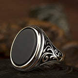 New Punk Turkey Vintage Rings Geometric Oval Black Suitable for Anniversary Party Wedding Men's Rings High-end Luxury Jewelry