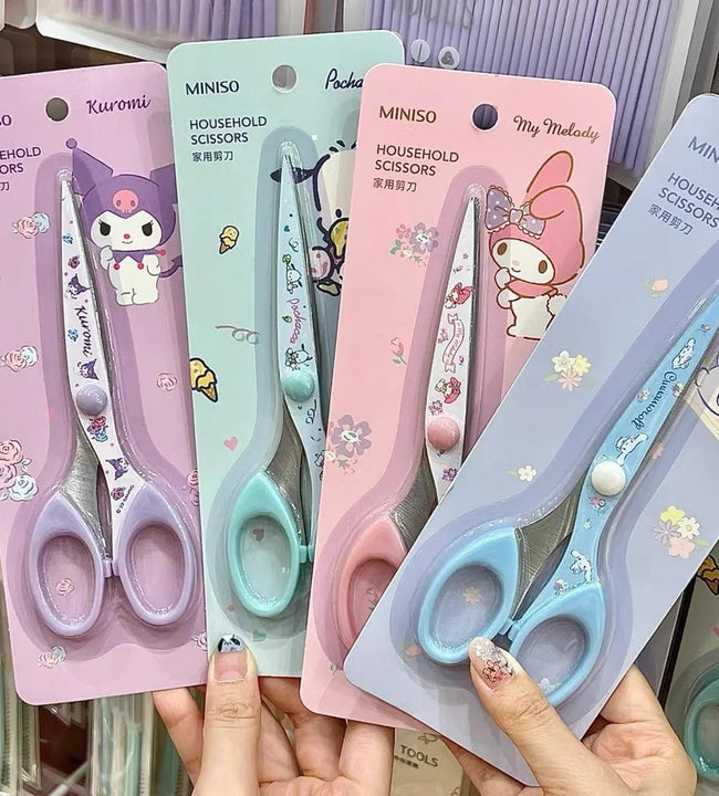 Sanrios Kawaii Household Scissors Accessories Kuromi Handmade knife Cinnamoroll Cartoon Anime Cute Office Supplies Gift