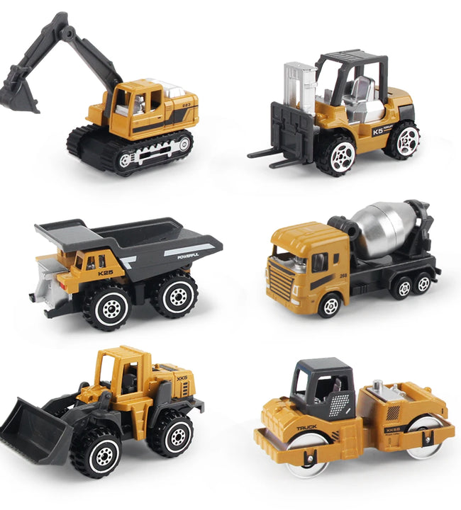 6pcs/set Alloy Engineering Truck Toy Car Classic Construction Model Vehicle Loader Tractor Excavator Toys for 3 years Boys Gifts