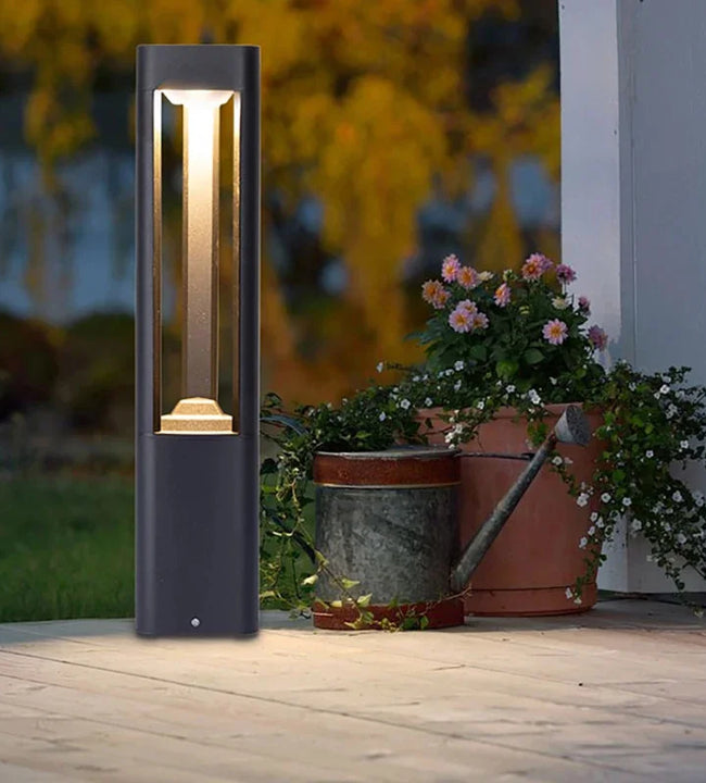 LED Bollard Landscape Light Outdoor Black Garden Pathway Lighting Fixtures Floor Lawn Lamp for Pillar Driveway Patio Yard Decora