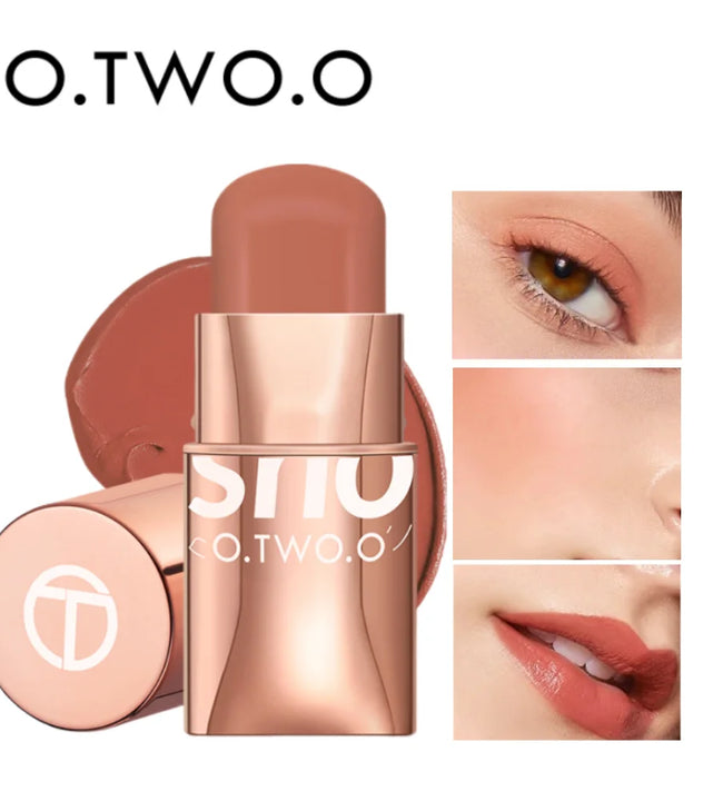 O.TWO.O Blush Makeup Stick High Pigmented Blusher Cream Sticks Waterproof Long-lasting Lip Cheek Eyess Cosmetics for Women