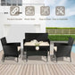 FDW Patio Furniture Set 4 Pieces Outdoor Rattan Chair Wicker Sofa Garden Conversation Bistro Sets for Yard,Pool or Backyard