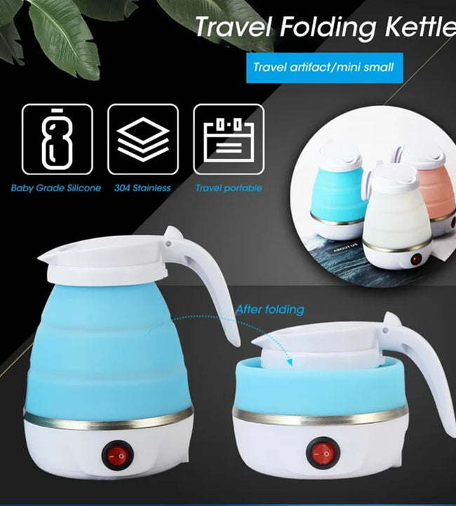 220V 0.6L Mini Folding Kettle Portable Water Heater 600W Silicone Compression Electric Kettle Home Kettle Easy To Travel