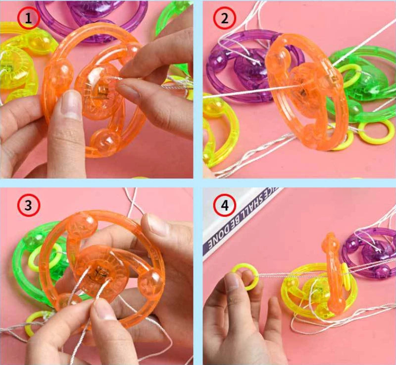 3pcs New Luminous Hand Pull Luminous Flashing Rope Flywheel Toy Led Light Toy Novelty Children Flywheel Flash Gyro Gift Toys