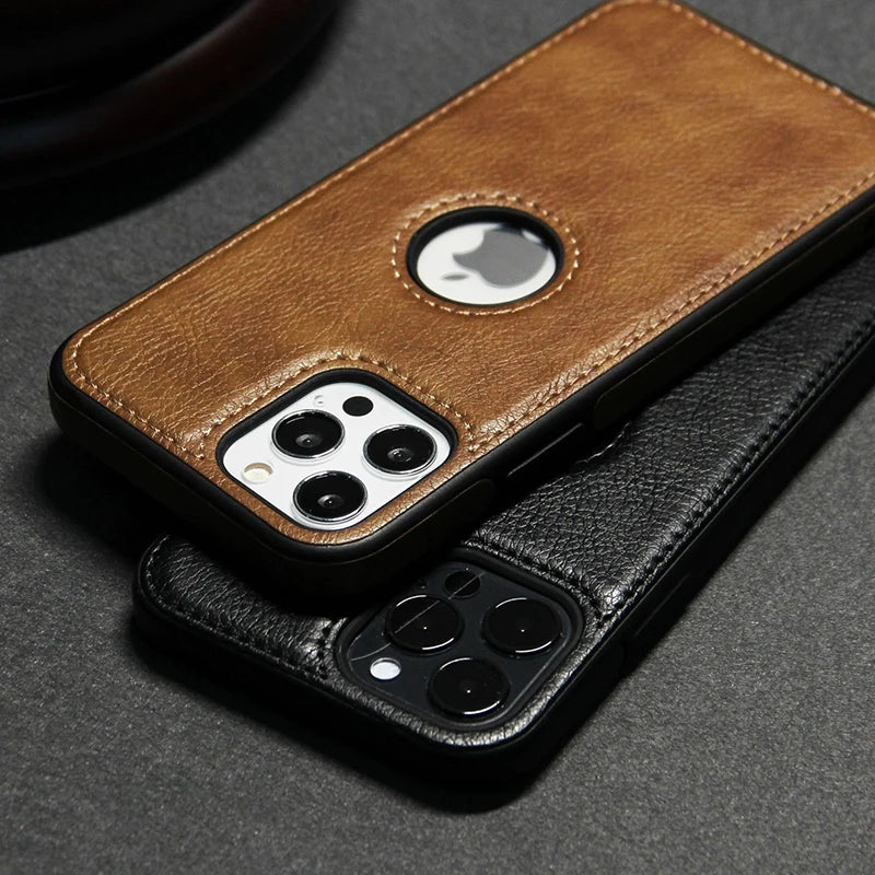 Cell Phone Case High Quality PU Leather Mobile Phones Cases for iPhone 11 12 13 14 15 Pro Max X XR Black Luxury Business Cover