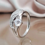 New Fashion Angel Wings Inlaid Zircon Women's Ring Electroplating Silver Color Glossy Rhinestone Creative Ladies Jewelry Jewelry