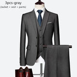 Luxury 3 piece men's wedding suit fashion men's slim solid color business office suit sets large size men Blazer+ pants + vest