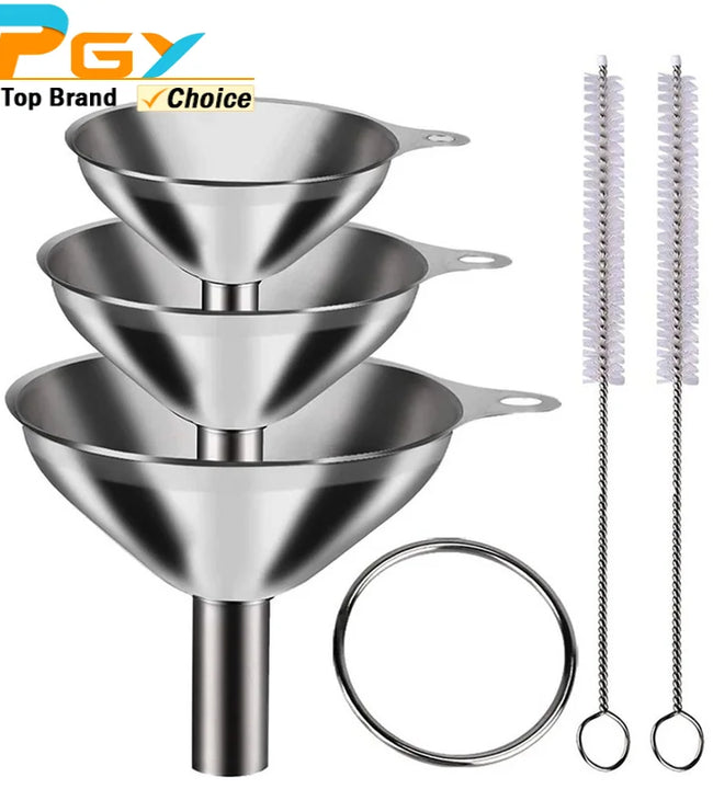 3/5 Pack Stainless Steel Kitchen Funnels Set Food Grade Metal Funnels for Filling Bottles Small Funnels for Essential Oil Spices