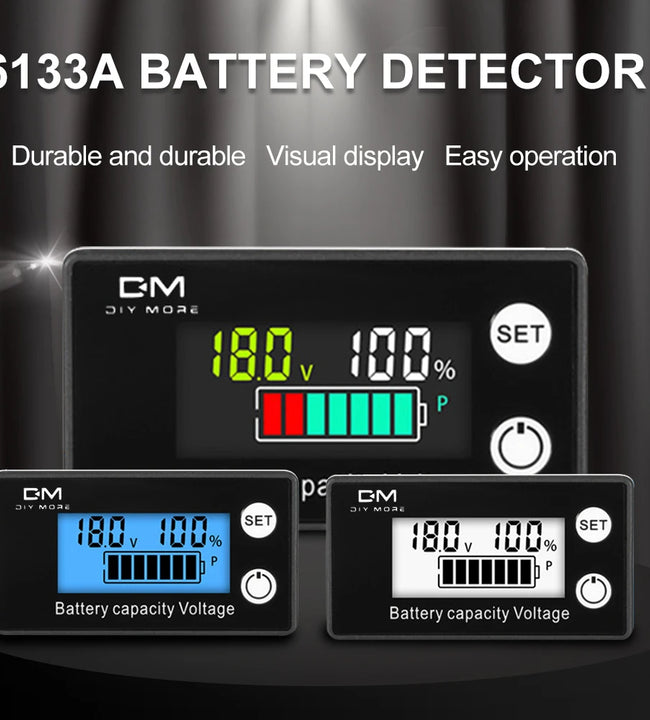 6133A DC Battery Voltmeter 8V-100V Capacity Indicator Power Meter Lithium LiFePO4 lead-acid cell 12V 24V 48V for LCD Battery