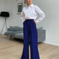 Clacive Blue Office Women'S Pants 2021 Fashion Loose Full Length Ladies Trousers Casual High Waist Wide Pants For Women