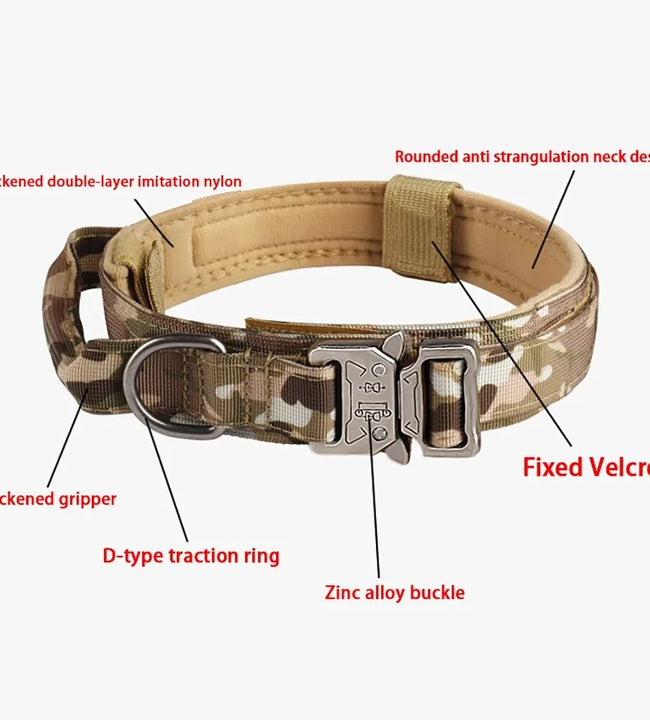 Pet Products Outdoor Tactical Dog Collar Metal Buckle Breathability Nylon Collar Medium and Large Dog Training Neck Collar Dog