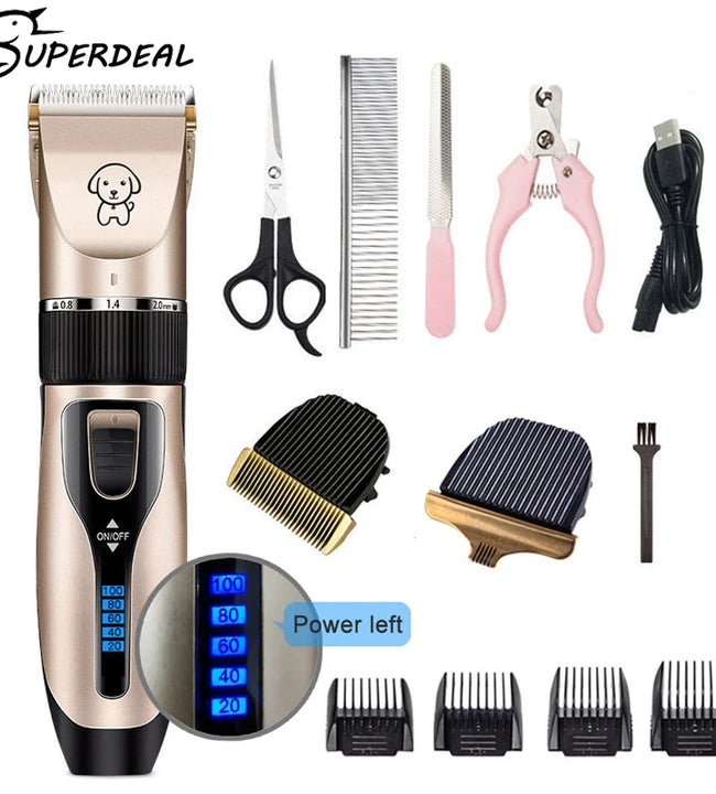 Dog Clipper Dog Hair Clippers Grooming (Pet/Cat/Dog/Rabbit) Haircut Trimmer Shaver Set Pets Cordless Rechargeable Professional