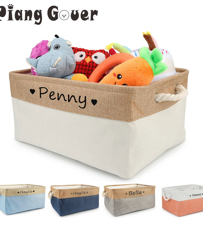 Personalized Dog Toy Basket Free Print Pet Storage Box Cat DIY Custom Name Toys Clothes Accessories Organize Storage