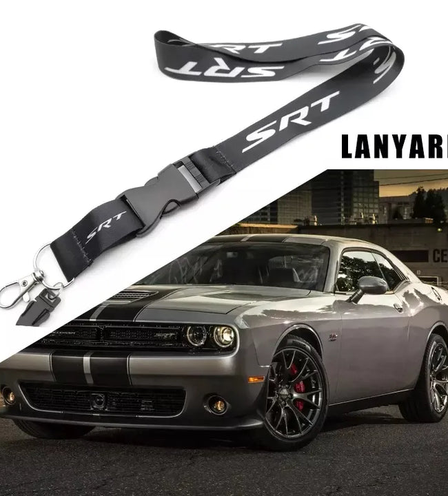 Neck Straps Black Lanyard Key Cell Phone Work ID Card Hanging Rope JDM Style Creative SRT Auto Keyrings Accessories Car Keychain