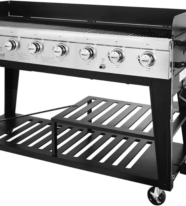 8-Burner Gas Grill, 104,000 BTU Liquid Propane Grill, Independently Controlled Dual Systems, Outdoor Party or Backyard BBQ