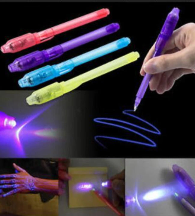 4pcs/lot Luminous Light Pen Magic Purple 2 In 1 UV Black Light Combo Drawing Invisible Ink Pen Learning Education Toys For Child