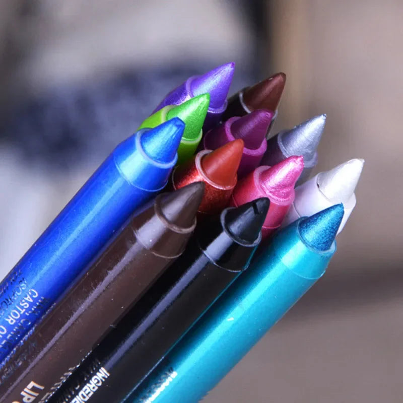 12 Color Long Lasting Eyeshadow Pigment Eye Liner Pencil Waterproof Women Glitter Sliver Eyeliner Pen Makeup Cosmetics Tools