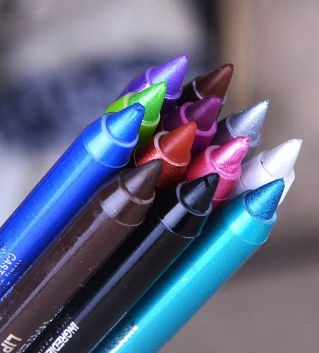 12 Color Long Lasting Eyeshadow Pigment Eye Liner Pencil Waterproof Women Glitter Sliver Eyeliner Pen Makeup Cosmetics Tools