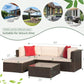 2/5 Pieces Patio Furniture Sets All Weather Outdoor Sectional Patio Sofa Manual Weaving Wicker Rattan Patio Seating Sofas