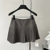 Women's Woolen Pleated Short Skirt Autumn Winter American Korea Style Cheerleading Girl Straight A-line High Waist Mini Skirt